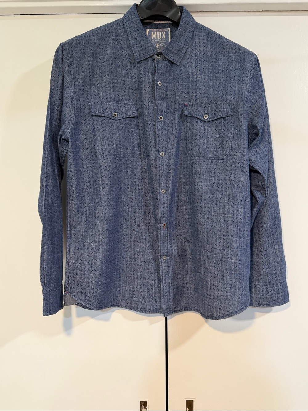 MBX Men's Lightweight Blue Patterned Shirt Jacket